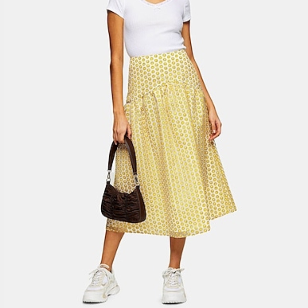 Topshop Daisy Organza Midi Skirt